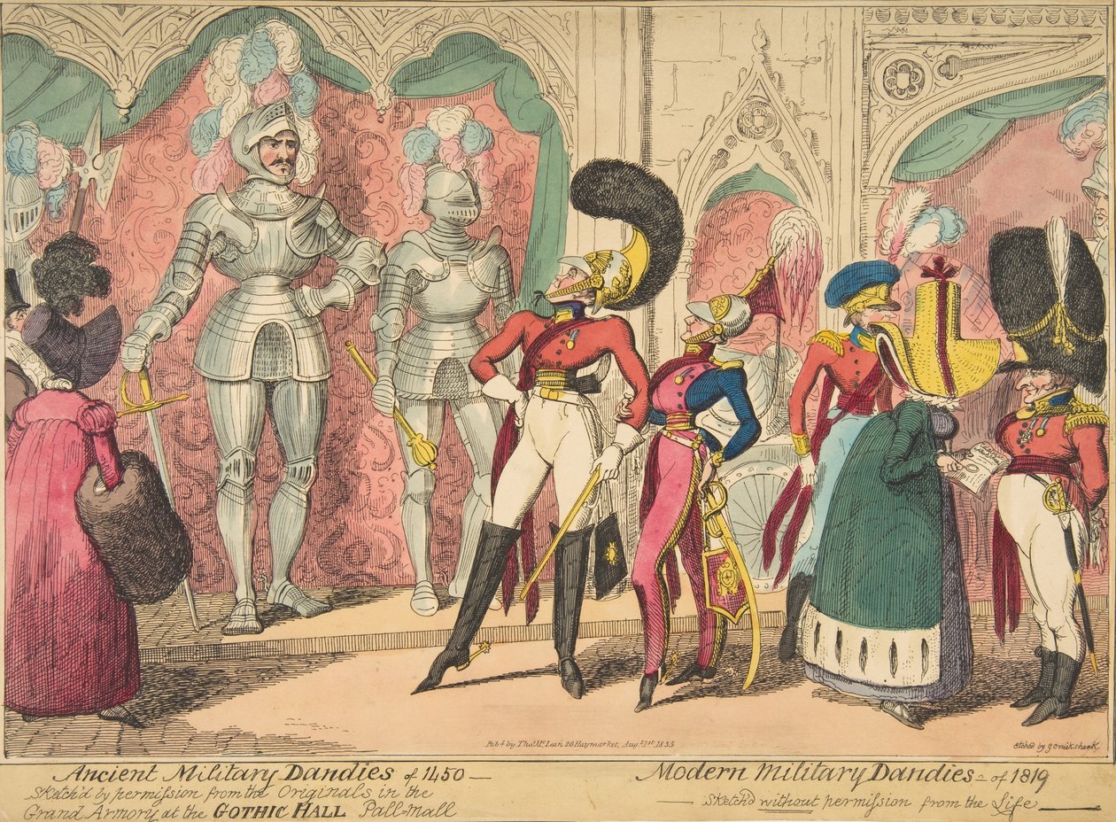 Ancient Military Dandies 1450 - Modern Military Dandies 1819, 1835. augusztus 1., augusztus 1., 1835. alkotó: George Cruikshank