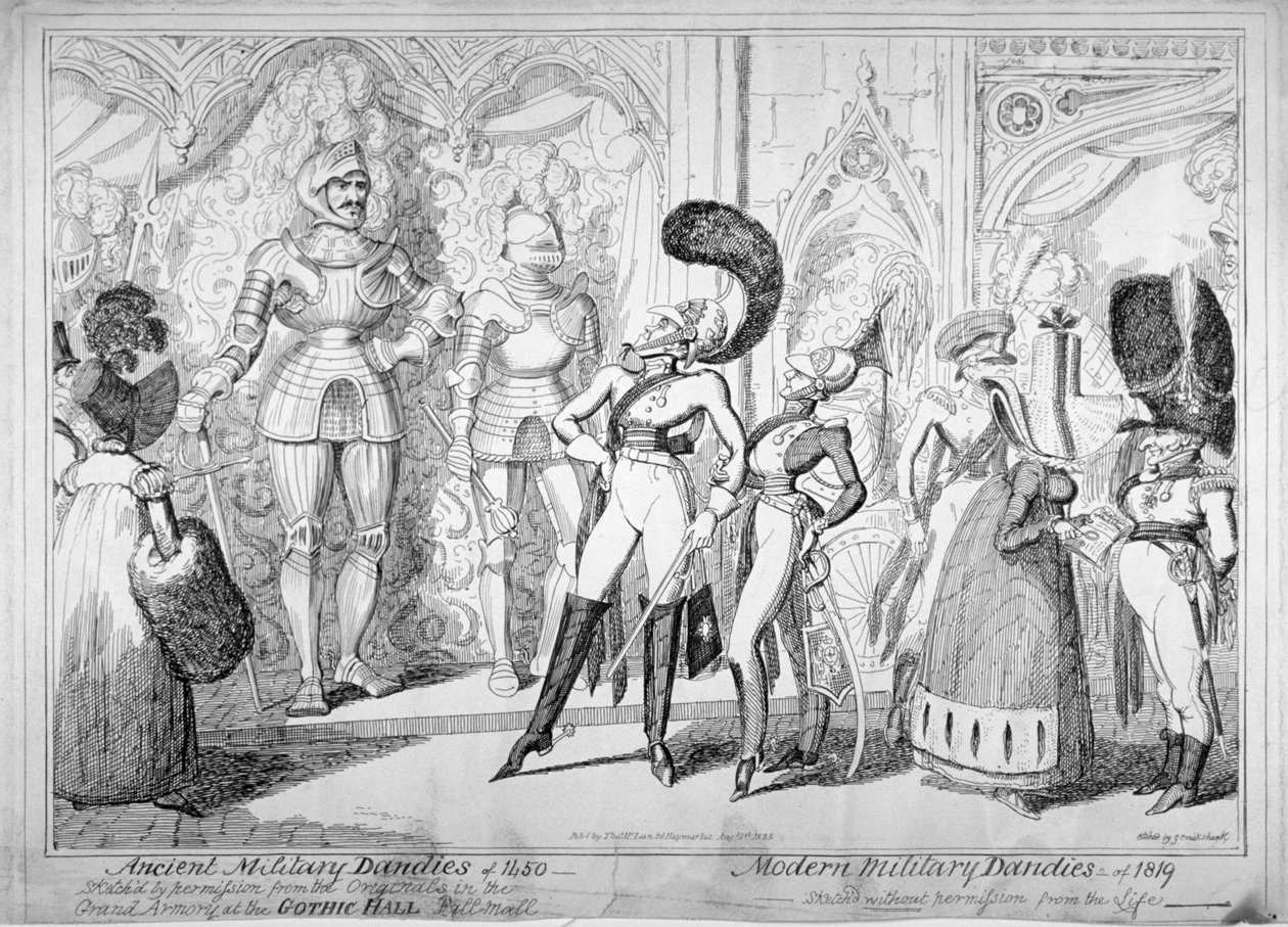 Ókori és modern katonai dögök, 1835. alkotó: George Cruikshank