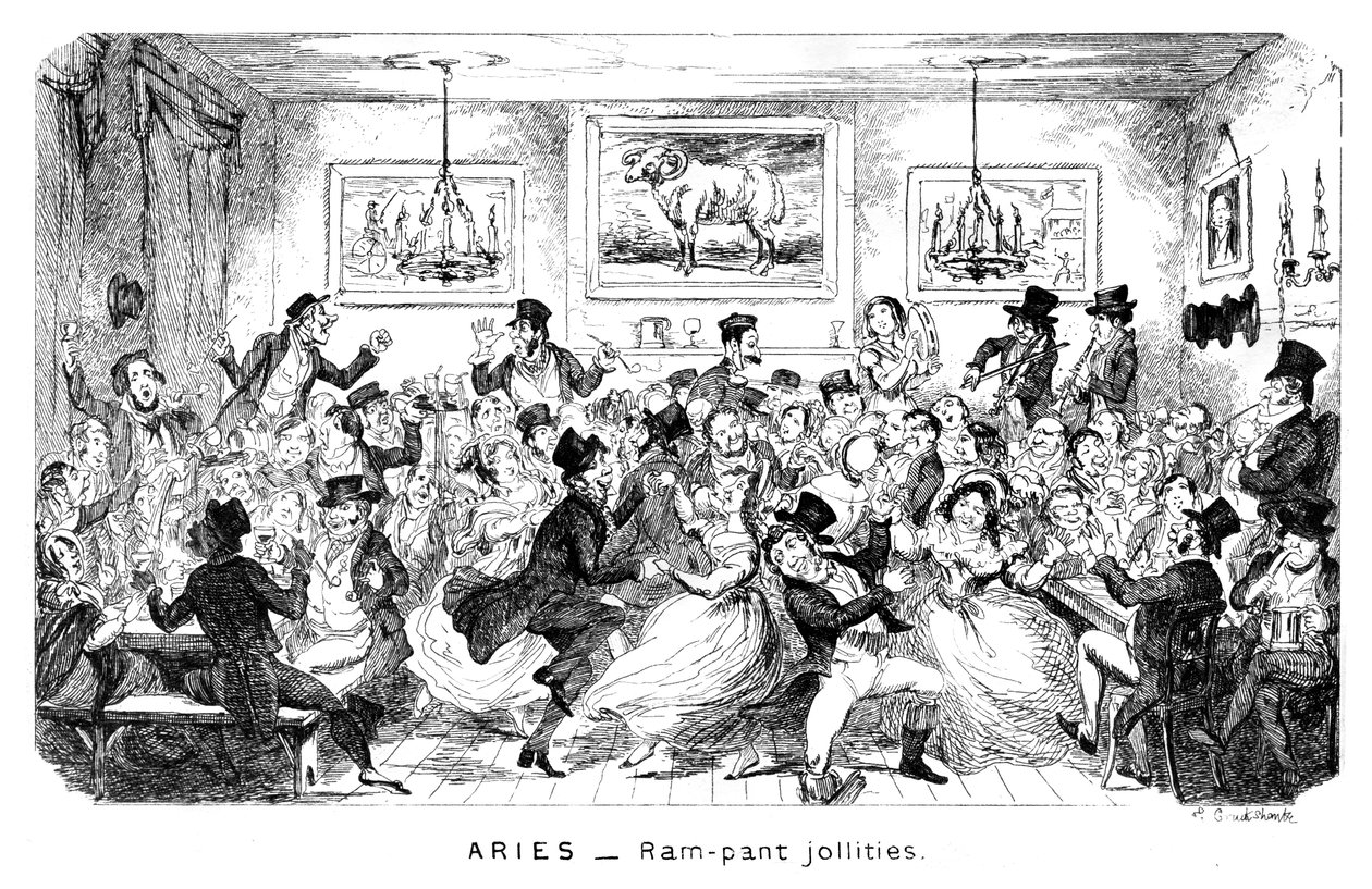 Kos - Ram-pant jollities, 19. század. alkotó: George Cruikshank
