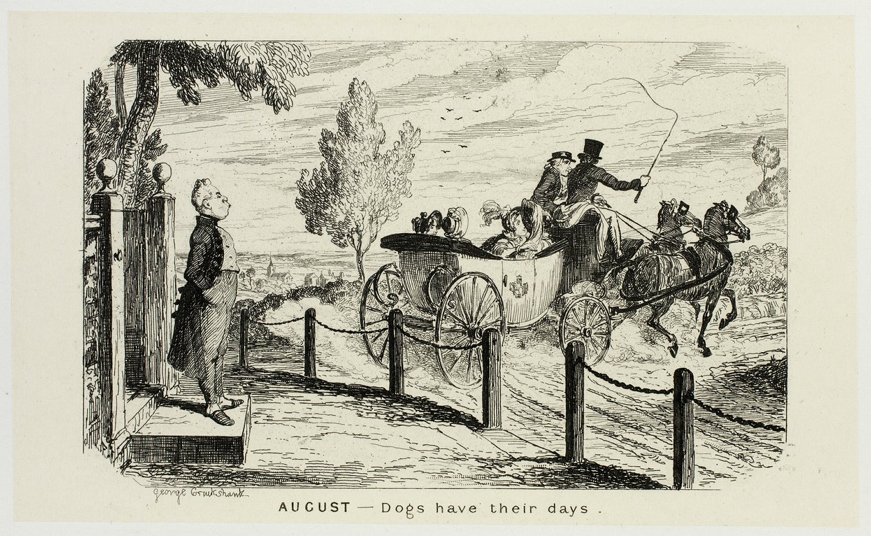Augusztus - A kutyáknak is vannak napjaik George Cruikshank acélmetszeteitől a The Comic Almanacksig: 1835-1853 alkotó: George Cruikshank