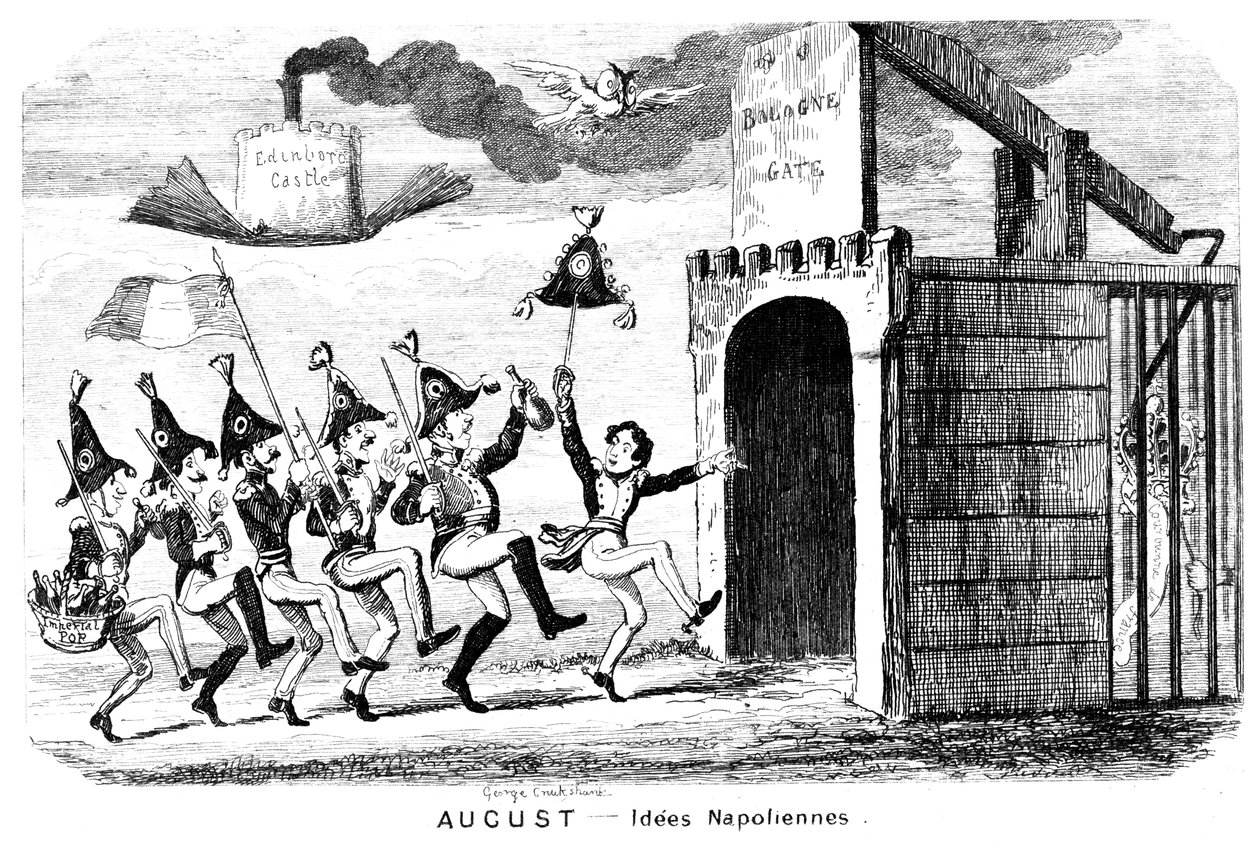 augusztus - Idees Napoliennes, 19. század. alkotó: George Cruikshank