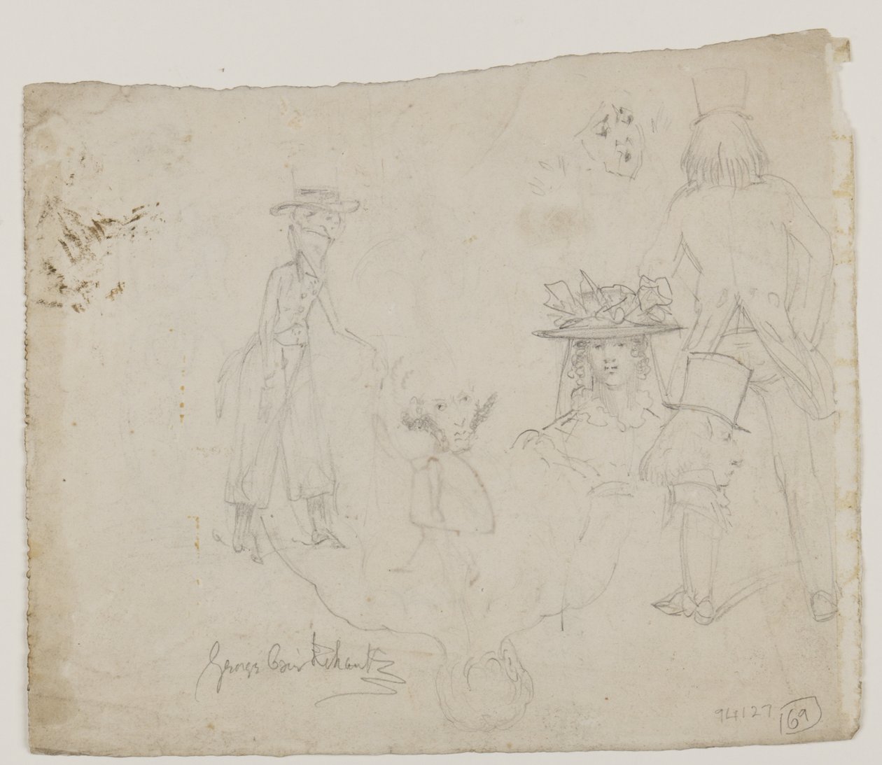 Karaktertanulmányok (ceruza, toll és tinta papíron) alkotó: George Cruikshank