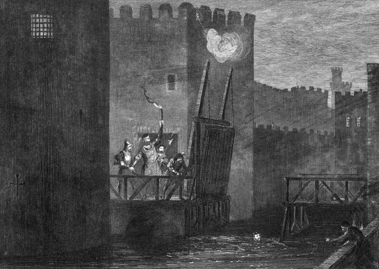 Courtenays menekül a toronyból, 1840 alkotó: George Cruikshank