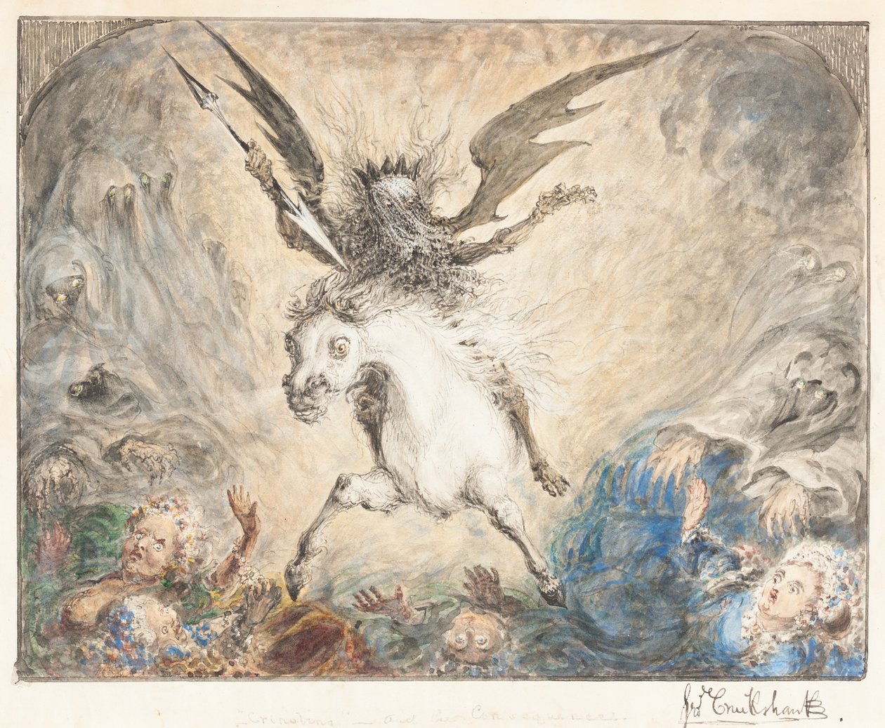 "Crinolina" - és a következmények [recto] alkotó: George Cruikshank