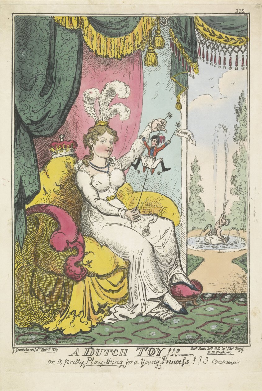 A Narancs hercege, mint játék Charlotte hercegnő számára, 1814 Egy holland játék!!! - vagy egy csinos játék-cucc egy fiatal hercegnőnek!!! (cím a tárgyon) alkotó: George Cruikshank
