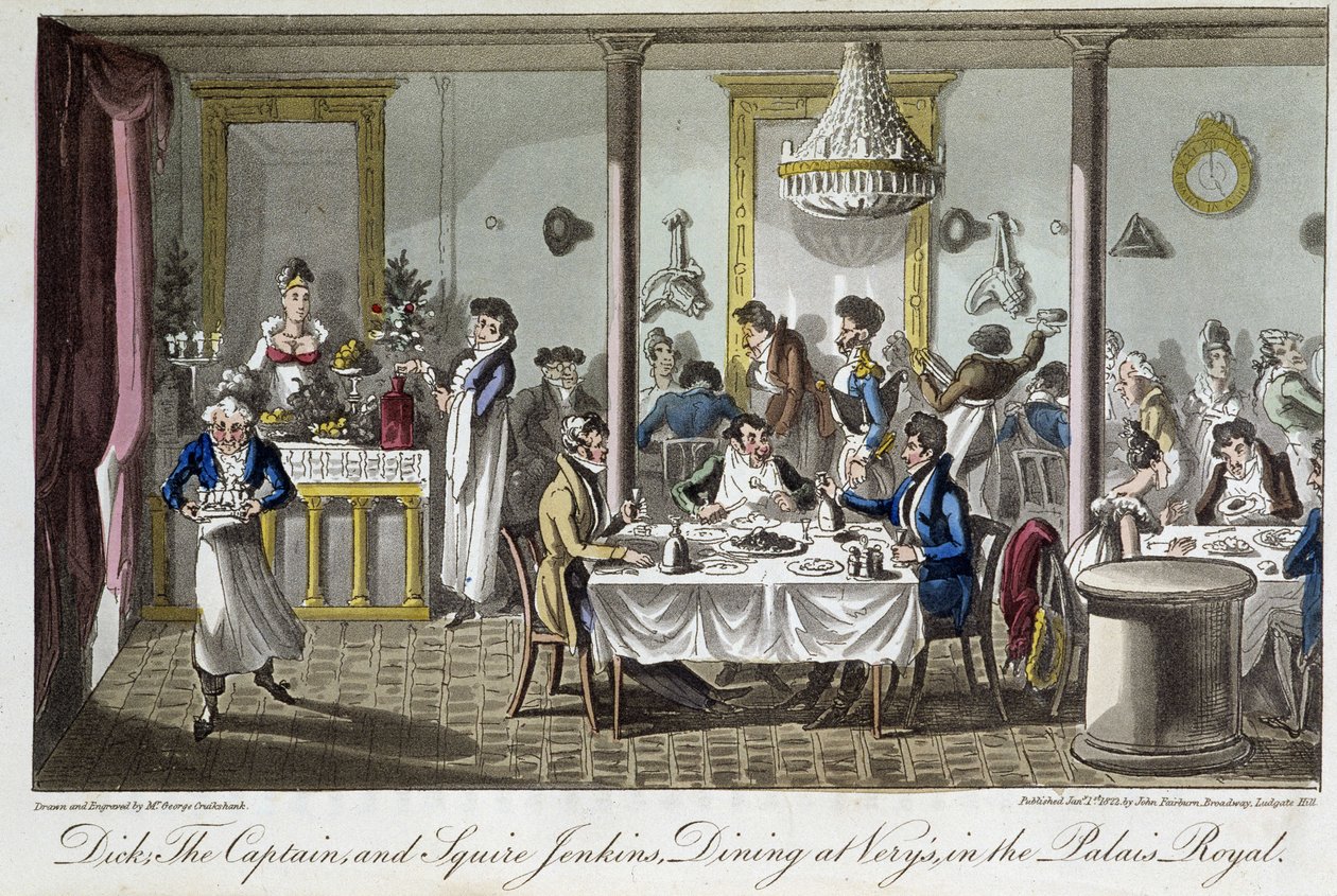 Vacsora a Veryban, a Palais Royalban – David Carey „Life in Paris” című filmjében, London alkotó: George Cruikshank