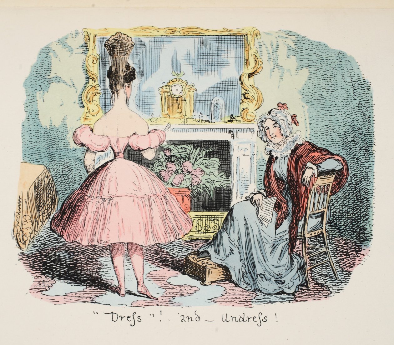 Öltözködés és vetkőzés, kocsma. 1832 (Kézi színes metszet) alkotó: George Cruikshank