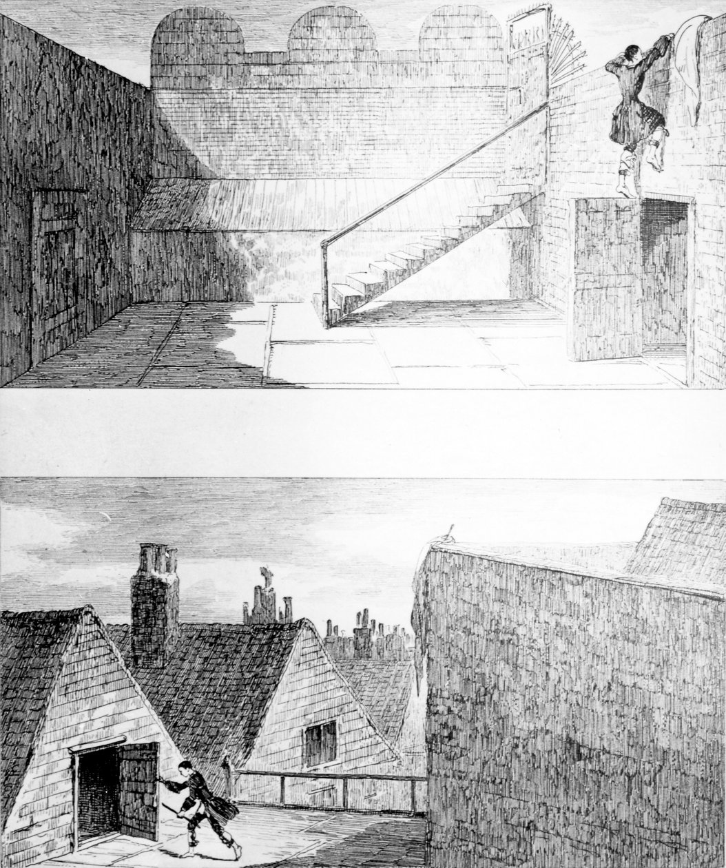 A 3. számú menekülés, W. H. Ainsworth "Jack Sheppard" című művéből, 1839-ben jelent meg. alkotó: George Cruikshank