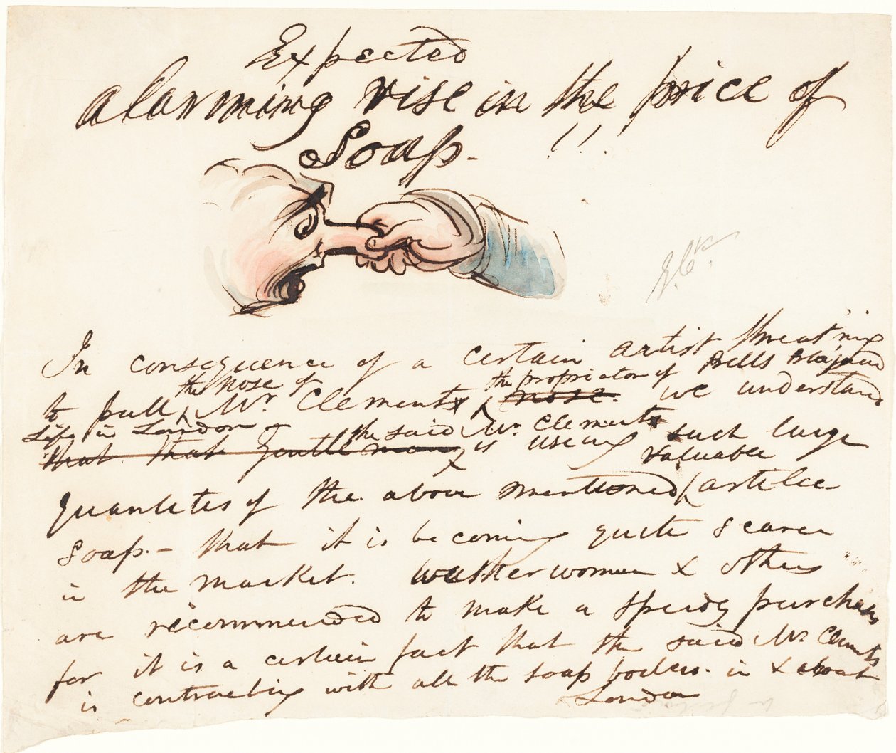 "Várható -- a szappan árának riasztó emelkedése!" alkotó: George Cruikshank