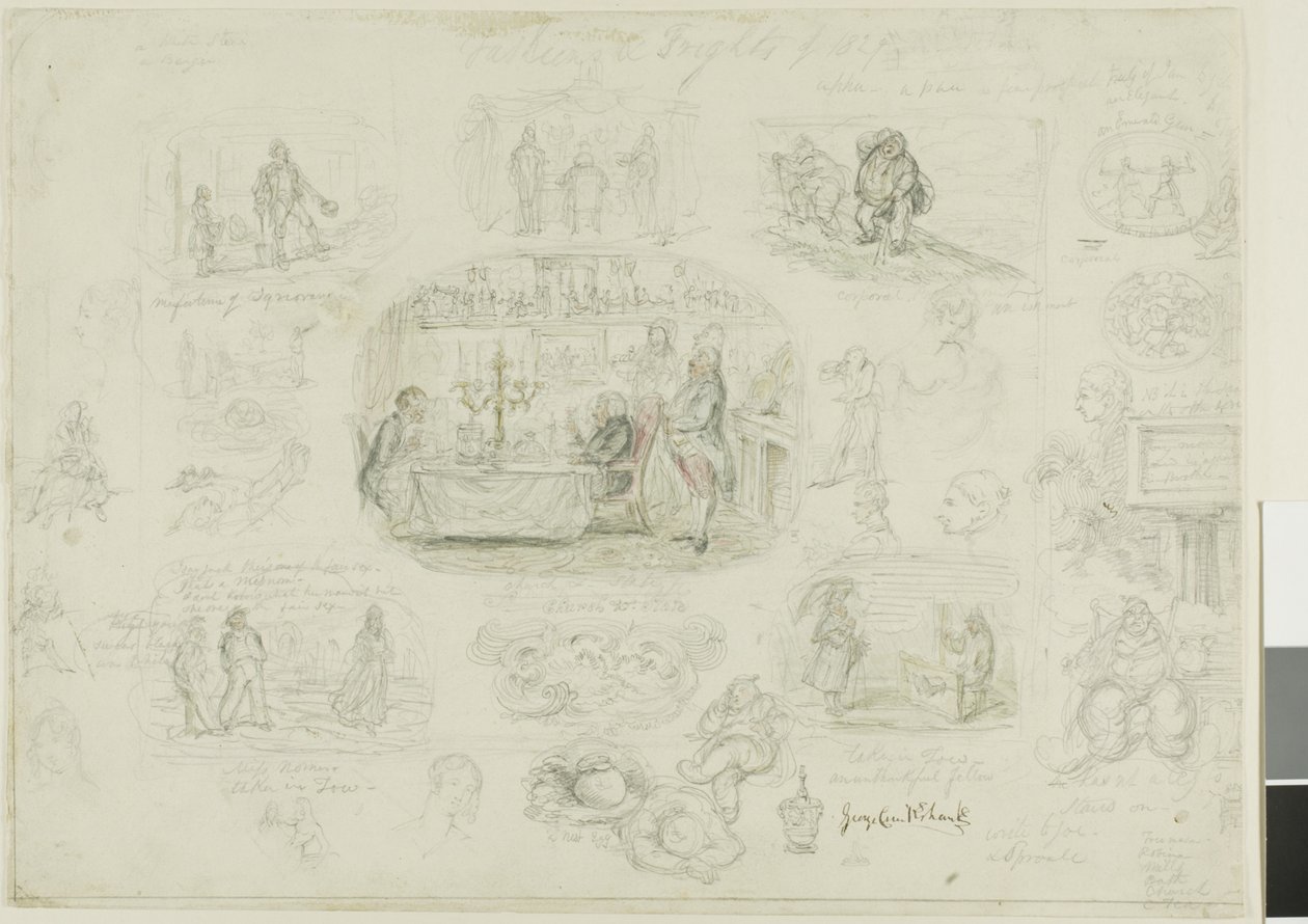 1829-es divatok és félelmek (recto); Angyalok valaha fényes és tisztességes (fordítva) alkotó: George Cruikshank