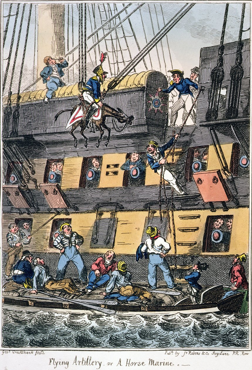 Repülő tüzérség vagy egy lovas tengerészgyalogos (színes metszet) alkotó: George Cruikshank