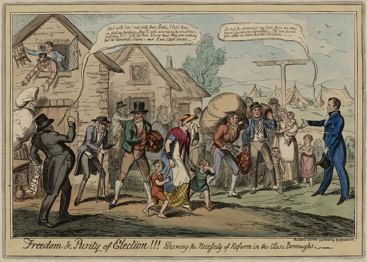 A választás szabadsága és tisztasága!!! Április 23-án megjelent a reform szükségességének bemutatása a közeli kerületekben alkotó: George Cruikshank