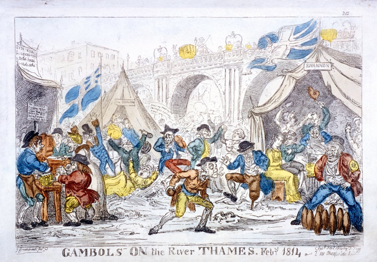 "Gambols on the Thames, Feby, 1814" alkotó: George Cruikshank