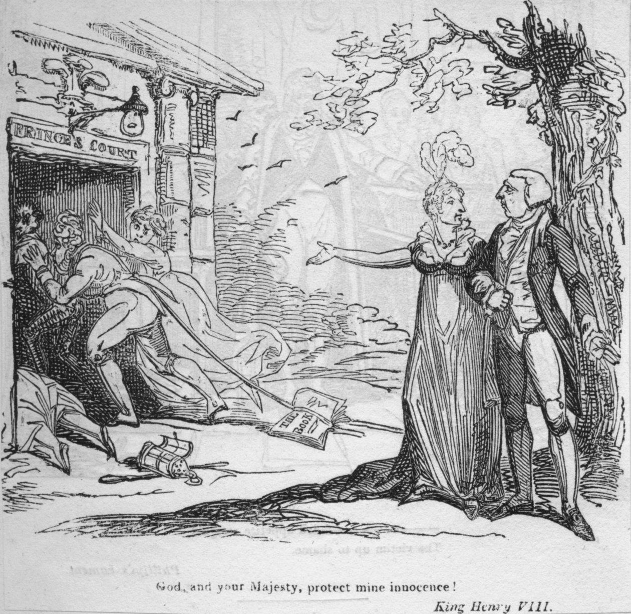 Isten, és felséged, oltalmazza ártatlanságomat, c1820. alkotó: George Cruikshank