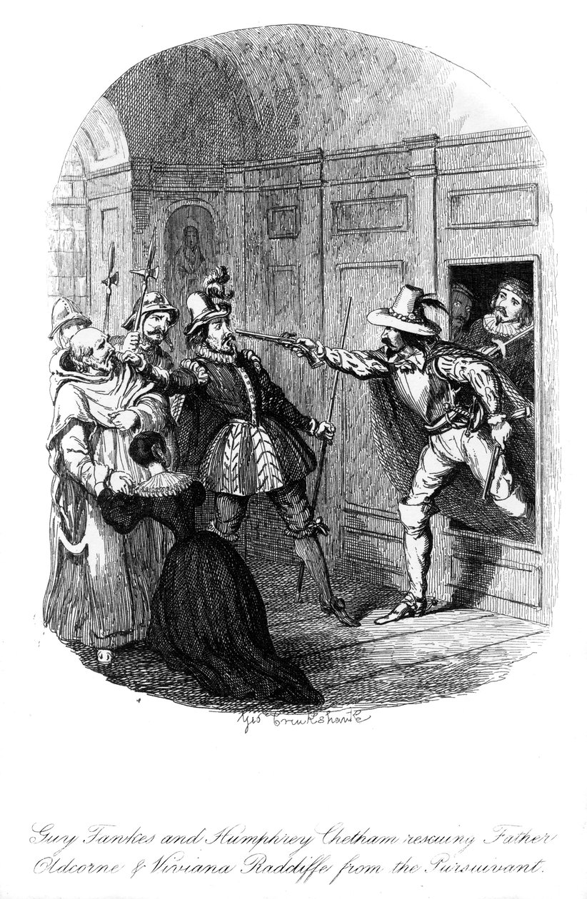 Guy Fawkes és Humphrey Chetham, 1605, 1841. alkotó: George Cruikshank