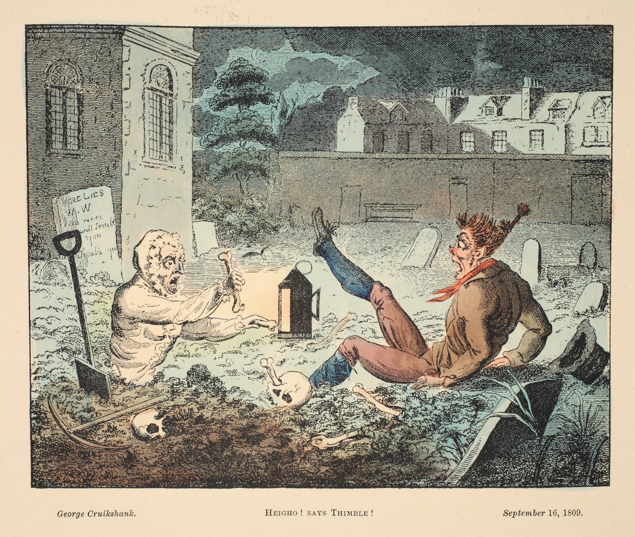 Heigho! Azt mondja Gyűszű!, kocsma. 1809 (kézzel színezett metszet) alkotó: George Cruikshank