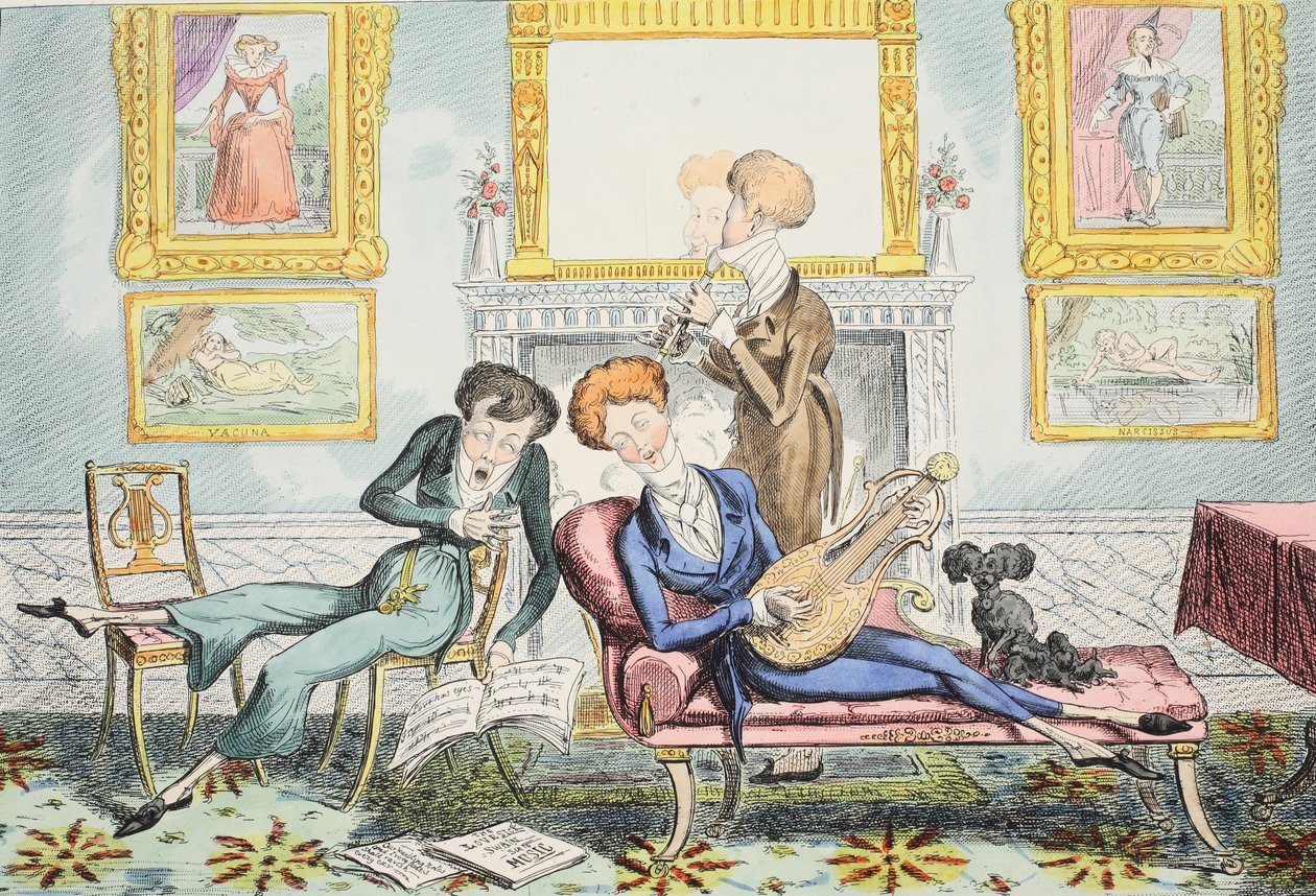 Hummingbirds vagy A Dandy Trio, kocsma. 1835 (kézzel színezett metszet) alkotó: George Cruikshank