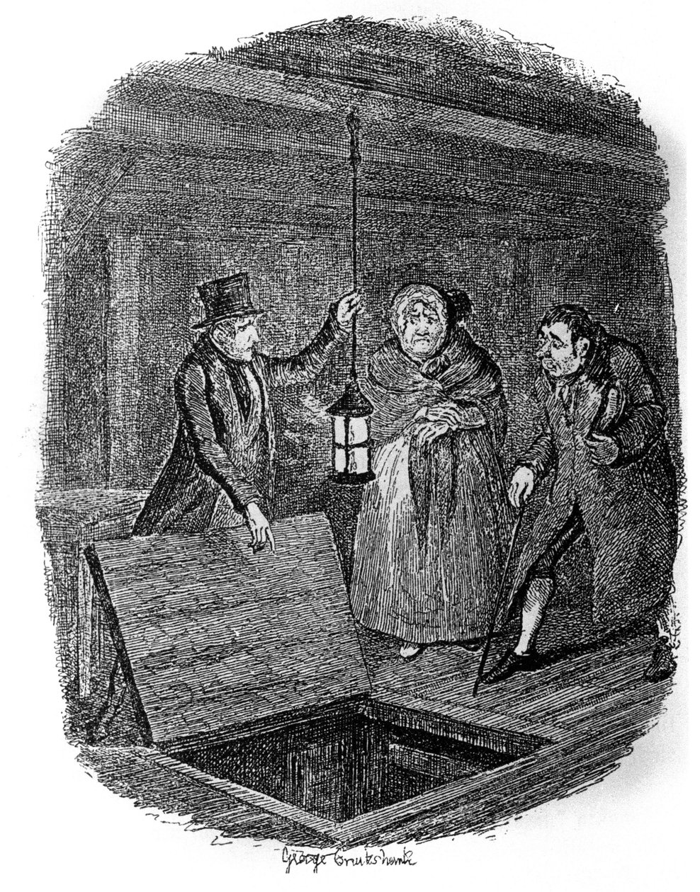 Illusztráció: Charles Dickens (1812-1870), George Cruikshank (1792-1878) „Oliver Twist” (Olivier). alkotó: George Cruikshank