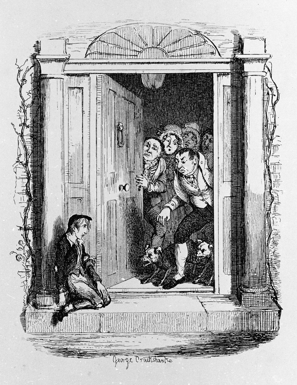 Illusztráció: Charles Dickens (1812-1870), George Cruikshank (1792-1878) „Oliver Twist” (Olivier). alkotó: George Cruikshank