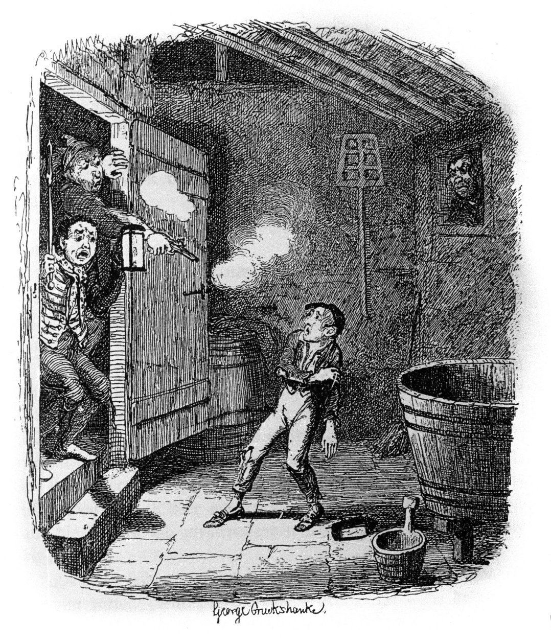 Illusztráció: Charles Dickens (1812-1870), George Cruikshank (1792-1878) „Oliver Twist” (Olivier). alkotó: George Cruikshank