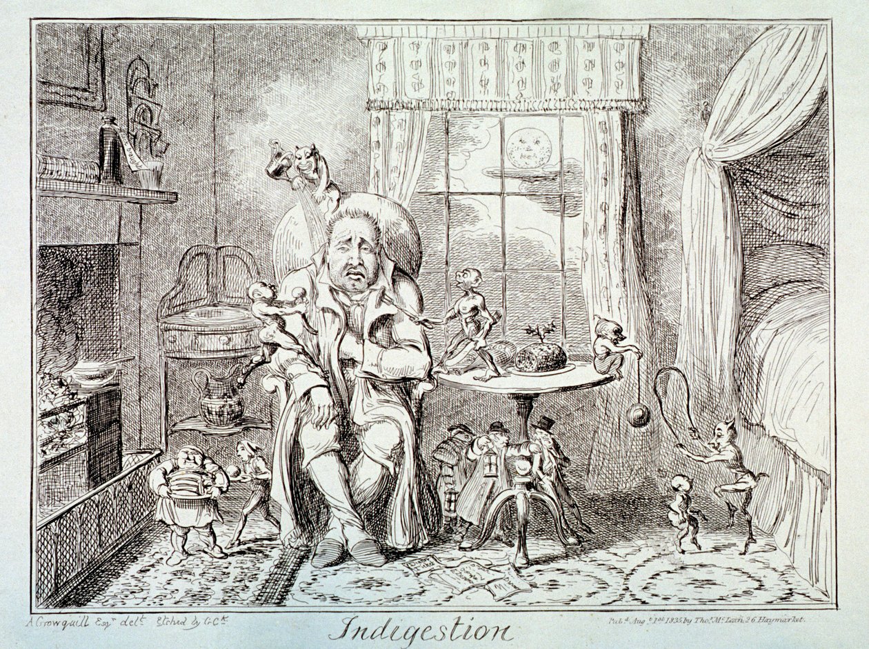 Emésztési zavarok, 1835 alkotó: George Cruikshank