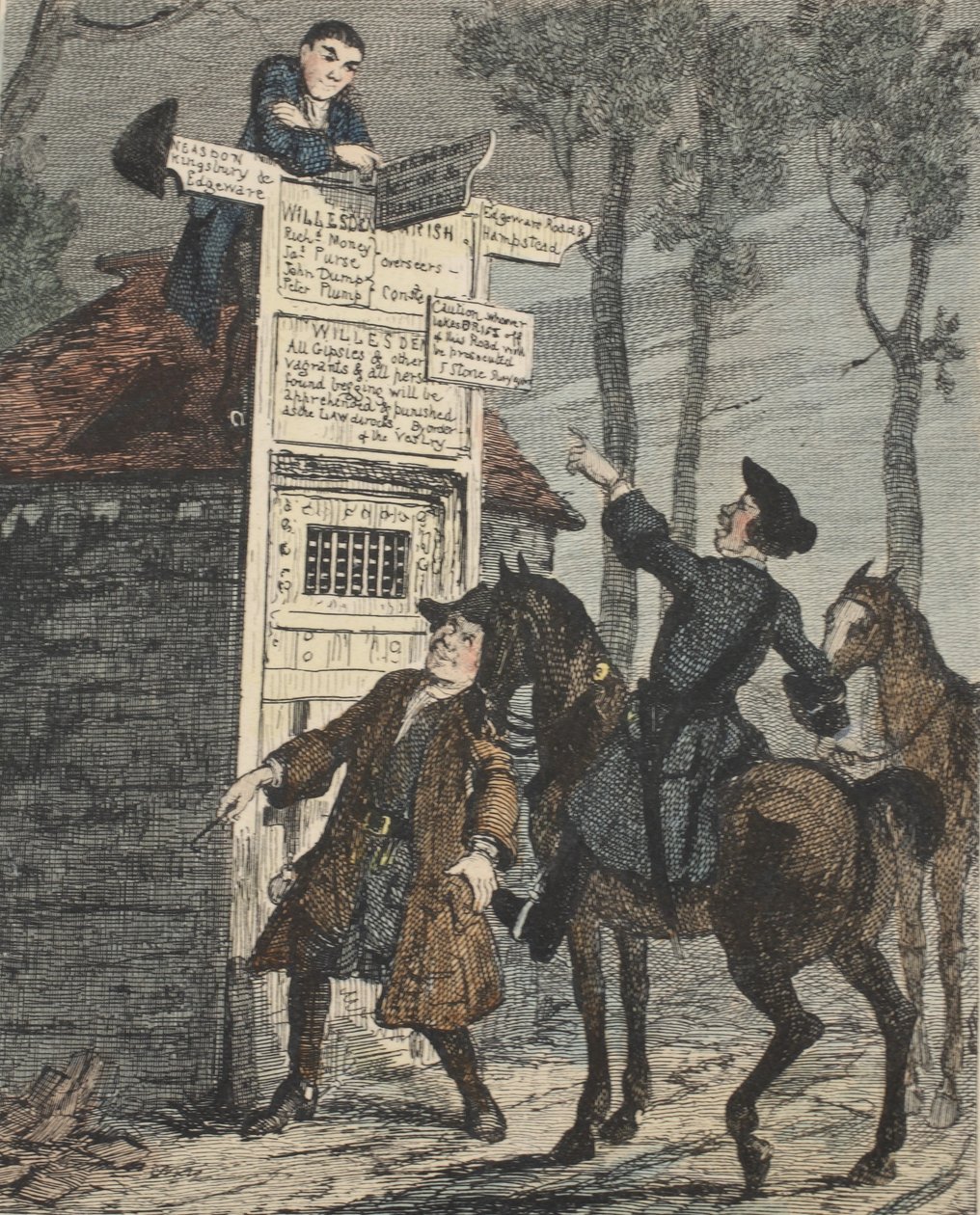 Jack Sheppard megszökik a fogolyketrecből, illusztráció: Jack Sheppard: A románc, William Harrison Ainsworth, megjelent 1839-ben (kézzel színes rézkarc) alkotó: George Cruikshank