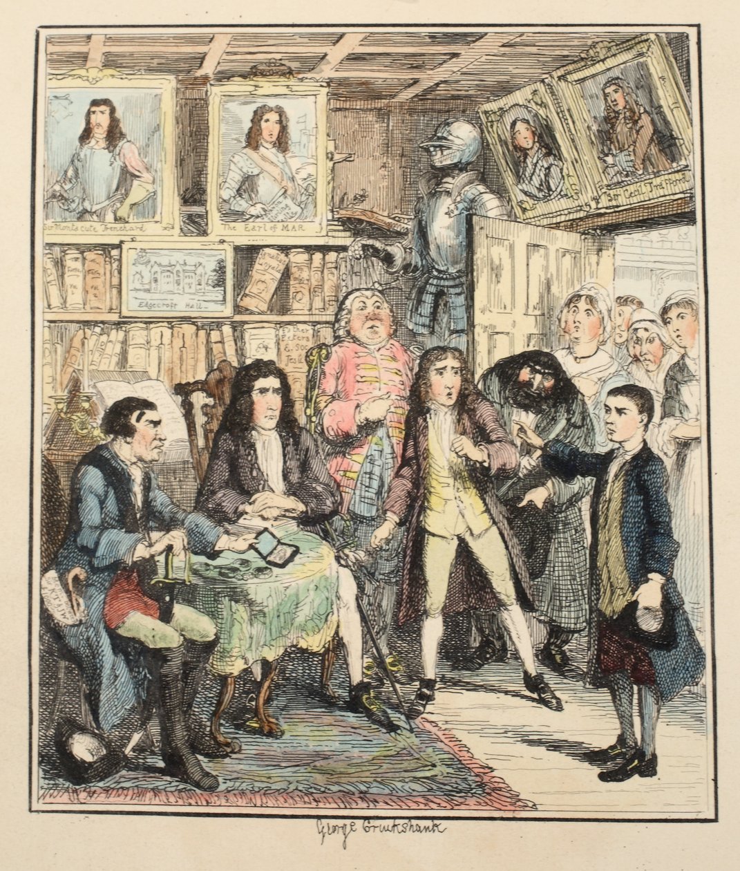 Jack Sheppard Thames Darrellt vádolja a lopással, illusztrációja: Jack Sheppard: A romantika, William Harrison Ainsworth, 1839-ben (kézzel színes rézkarc) alkotó: George Cruikshank