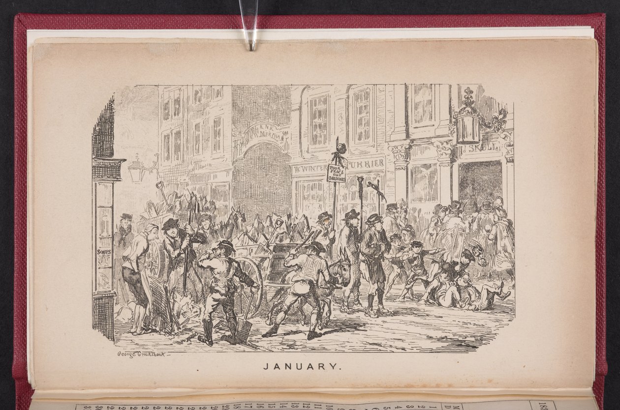 Január a The Comic Almanachból alkotó: George Cruikshank