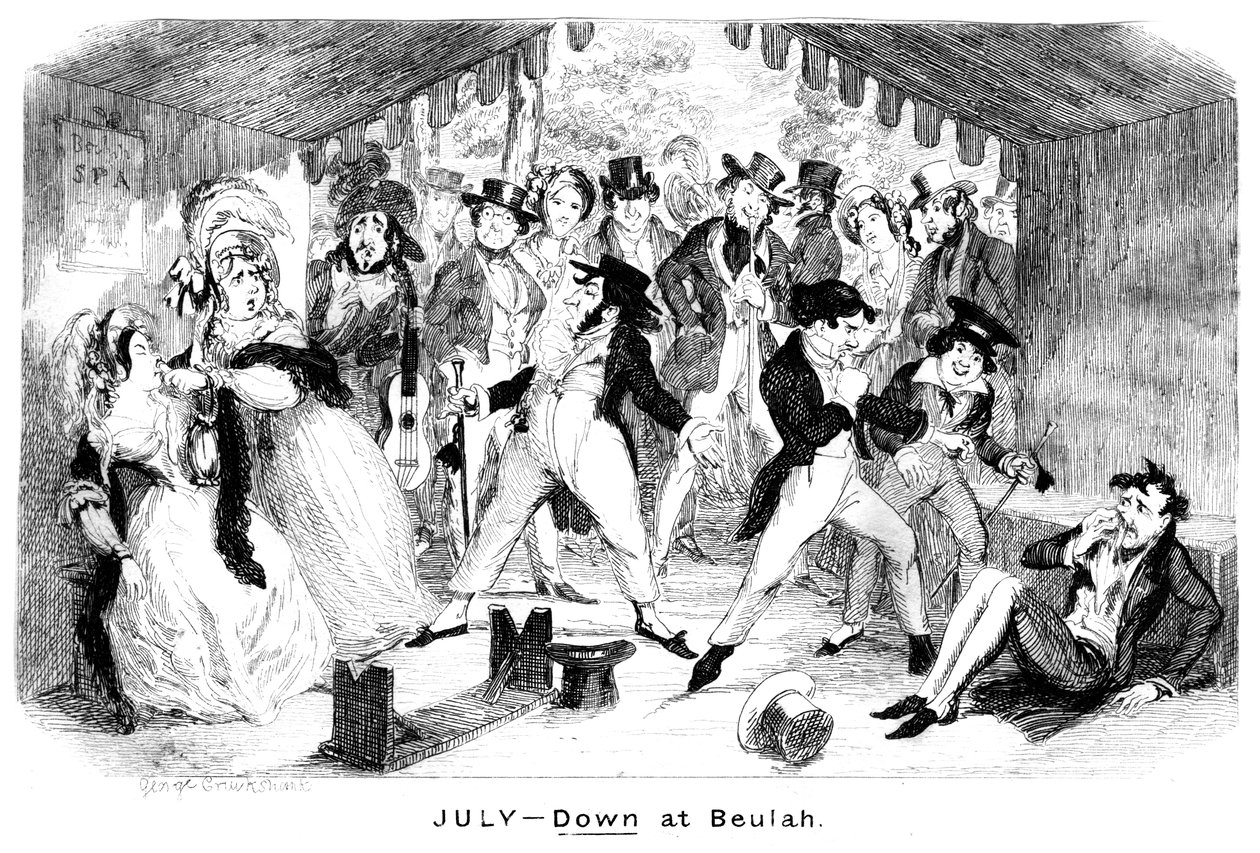 Július – Beulahban, 1840-es évek. alkotó: George Cruikshank