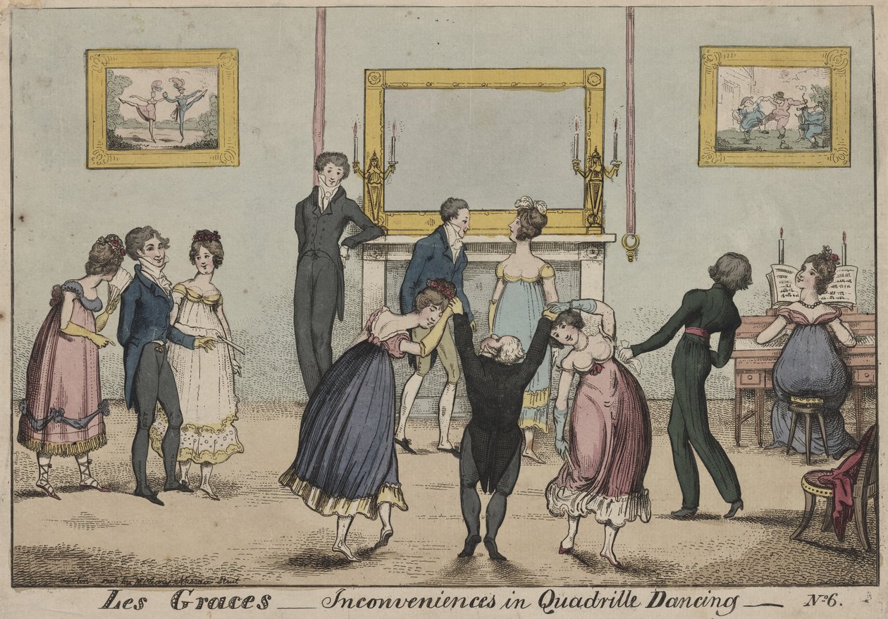 Les Graces, Kellemetlenségek a quadrille táncban, 1817 alkotó: George Cruikshank