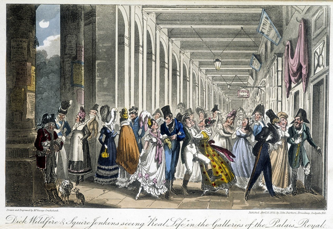 Les galeries du Palais Royal – David Carey, London „" Élet Párizsban" című részében alkotó: George Cruikshank
