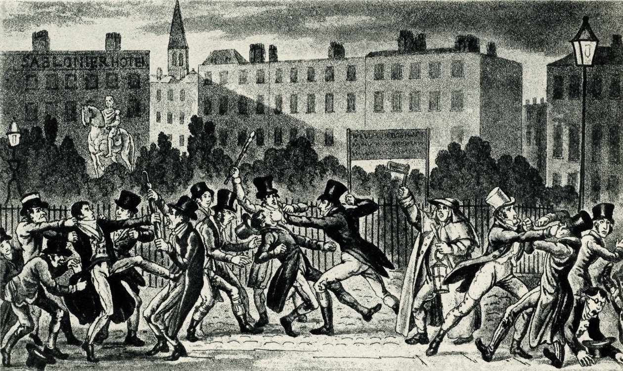 London Street Fight, 19. század eleje. alkotó: George Cruikshank