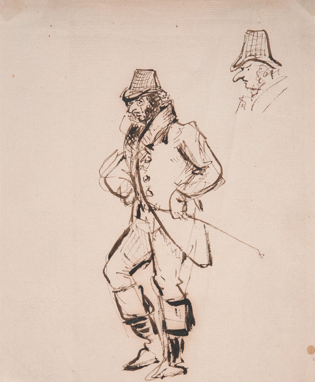 Férfi lovaglóostorral alkotó: George Cruikshank