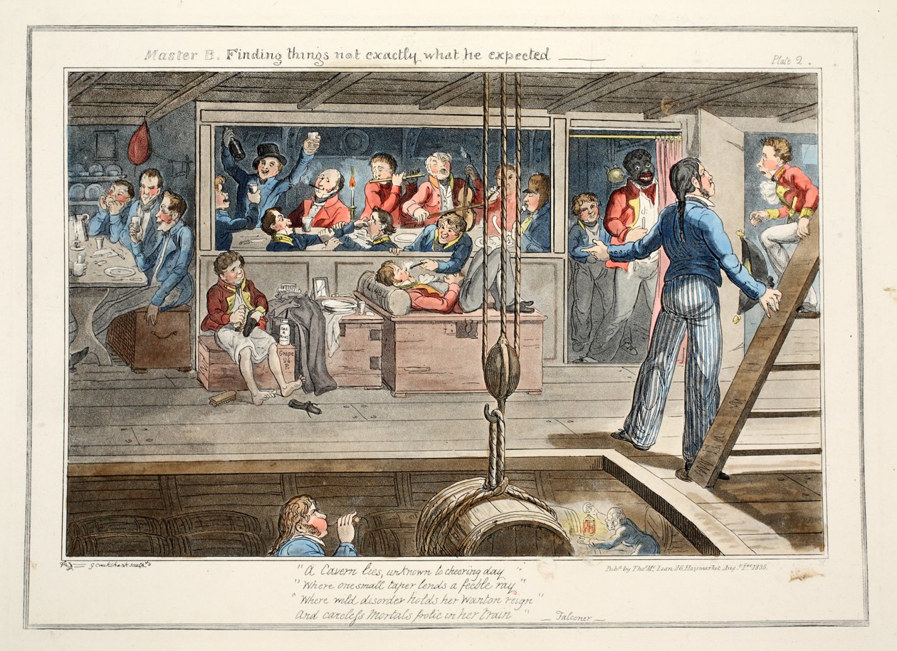 B mester, A dolgok nem egészen úgy találja, ahogyan azt várta, kocsma. 1835 (kézi színes metszet) alkotó: George Cruikshank