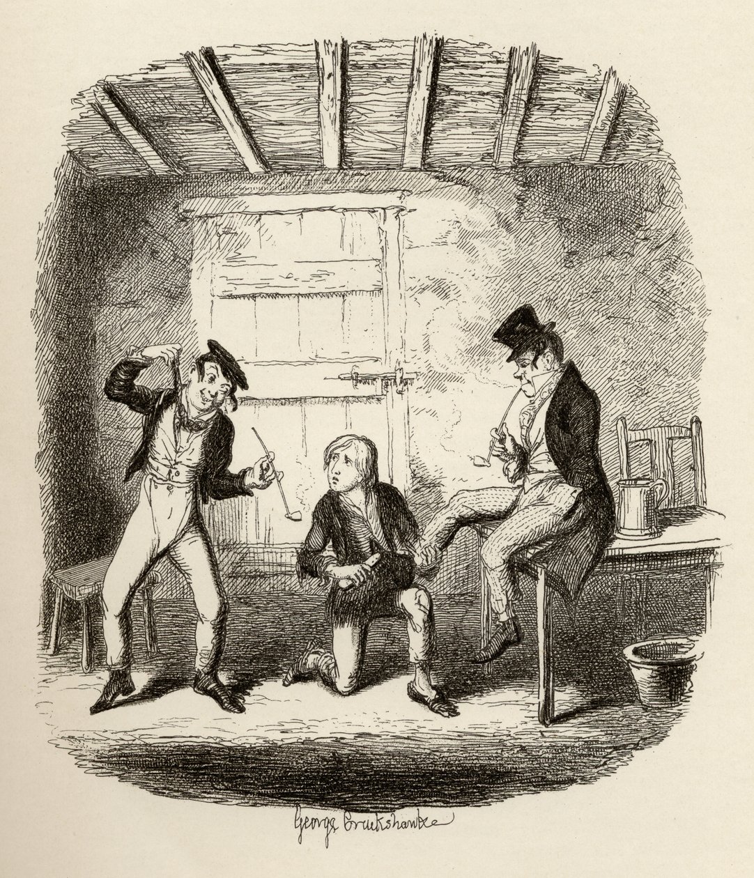 Bates mester elmagyaráz egy professzionális technikai részletet, Charles Dickens (1812-70) „The Adventures of Twist” című könyvéből 1838, Chapman und Hall, 1901 alkotó: George Cruikshank