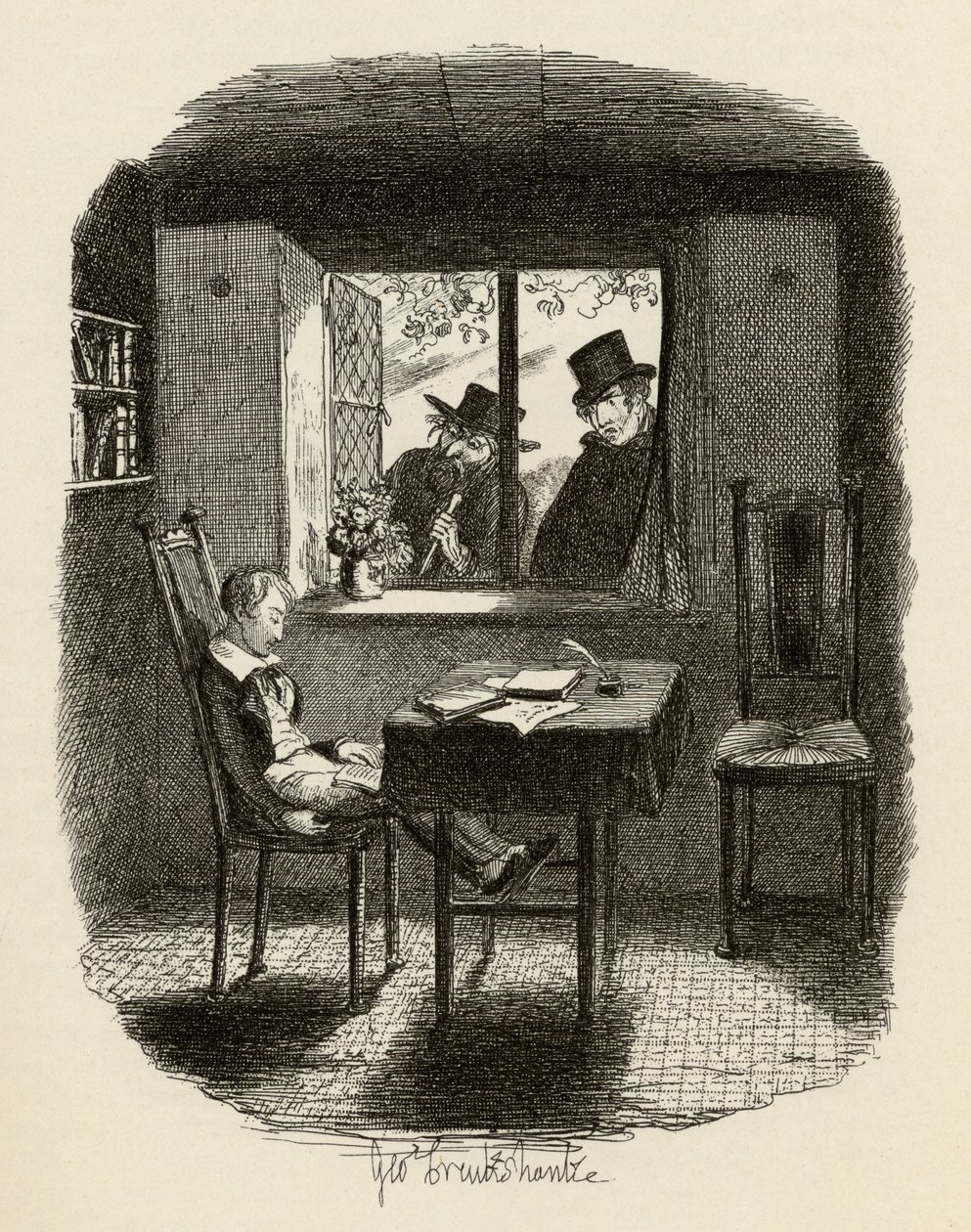 A szerzetesek és a zsidó, Charles Dickens (1812-70) „The Adventures of Twist” című könyvéből, 1838, Chapman und Hall, 1901 alkotó: George Cruikshank