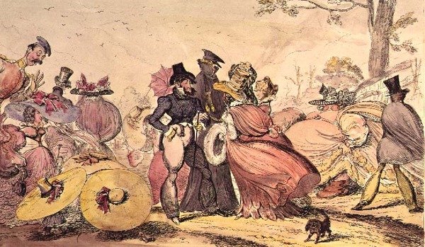 1825 és 1826 szörnyűségei. (19. századi angol divat szatirikus rajzfilmje) alkotó: George Cruikshank