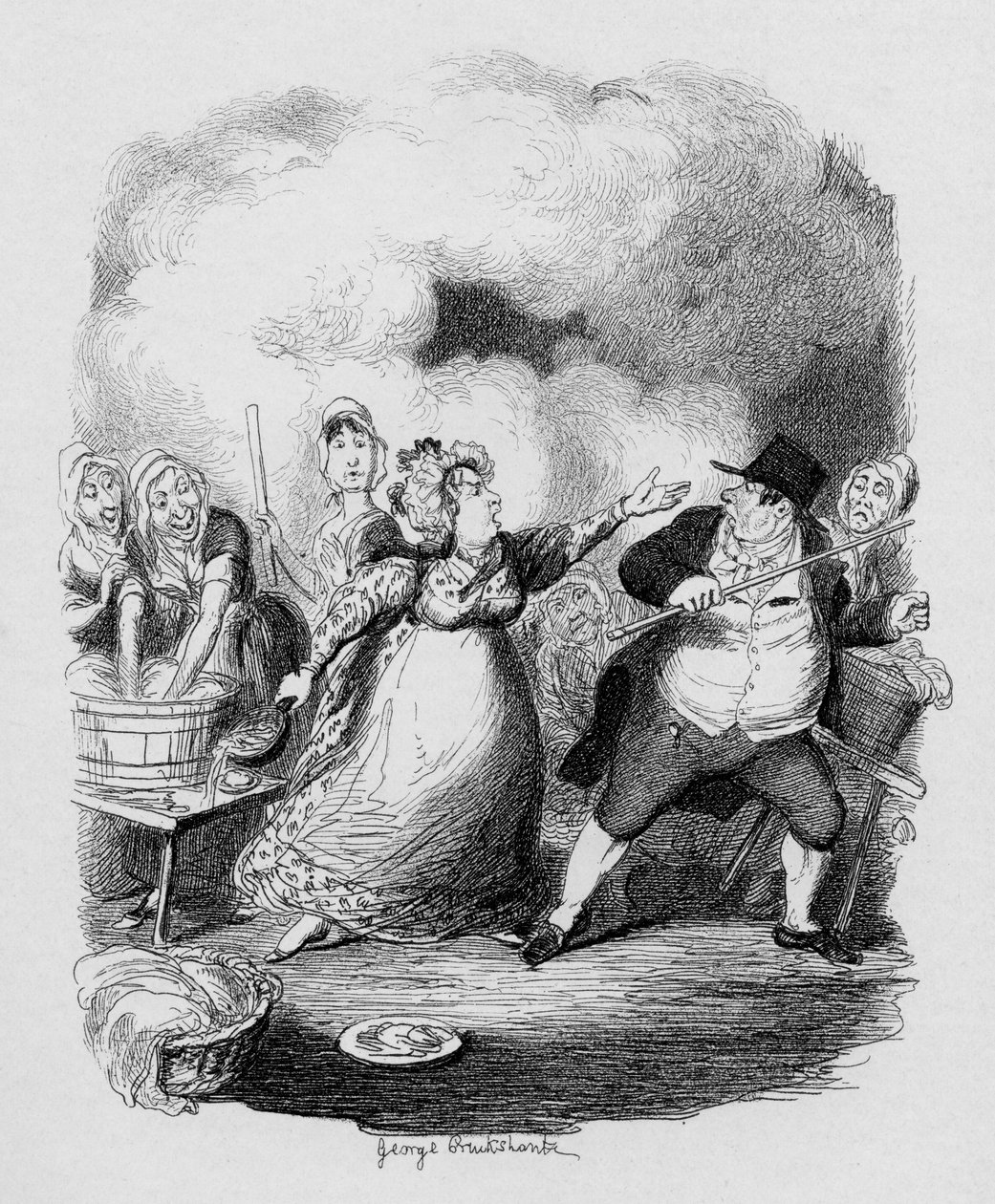 Mr. Bumble lealacsonyodott a szegények szemében, Charles Dickens (1812-70) „The Adventures of Twist” című könyvéből, 1838, Chapman und Hall, 1901 alkotó: George Cruikshank