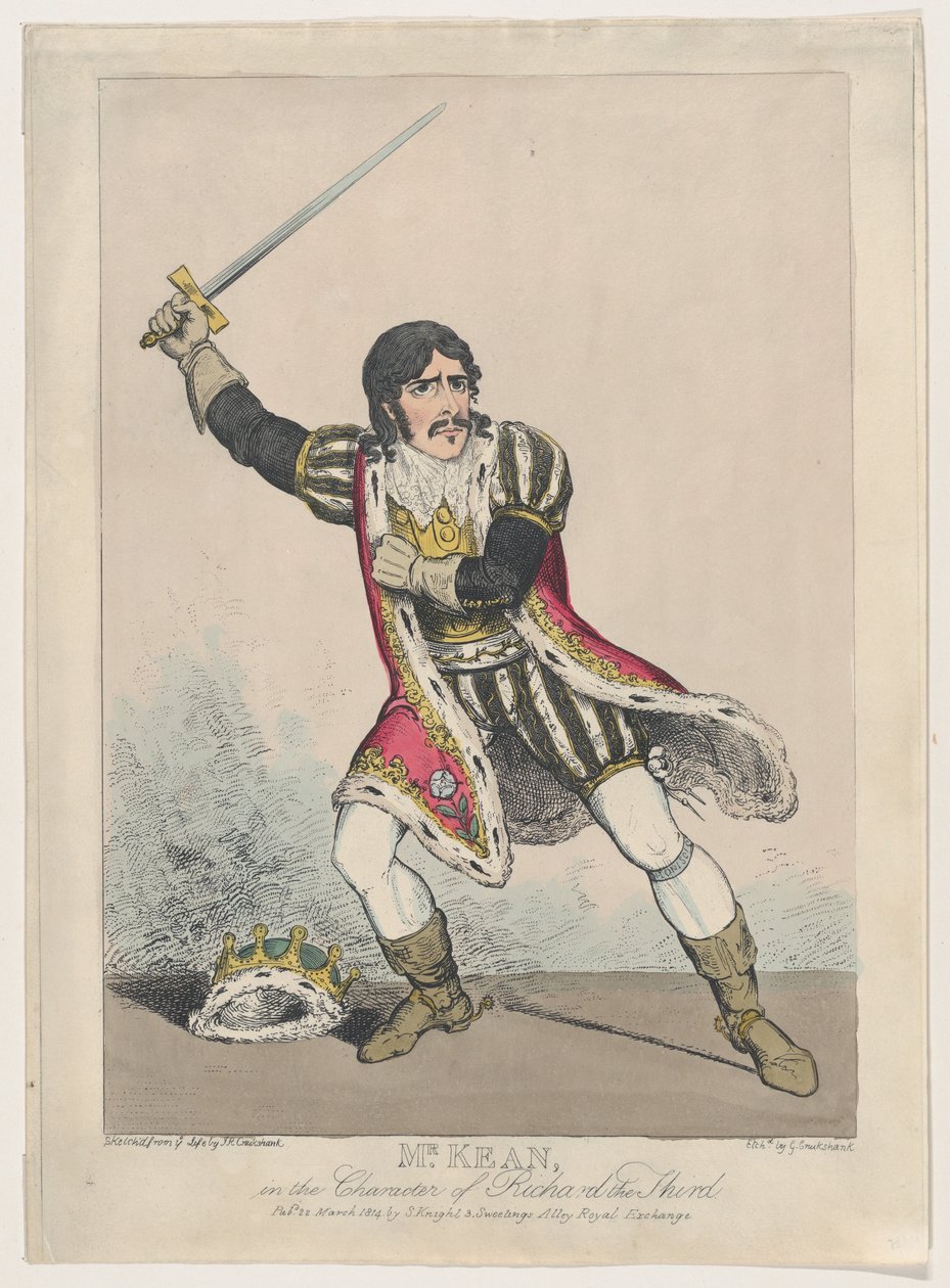 Mr. Kean Harmadik Richárd karakterében, kb. 1814., kb. 1814. alkotó: George Cruikshank