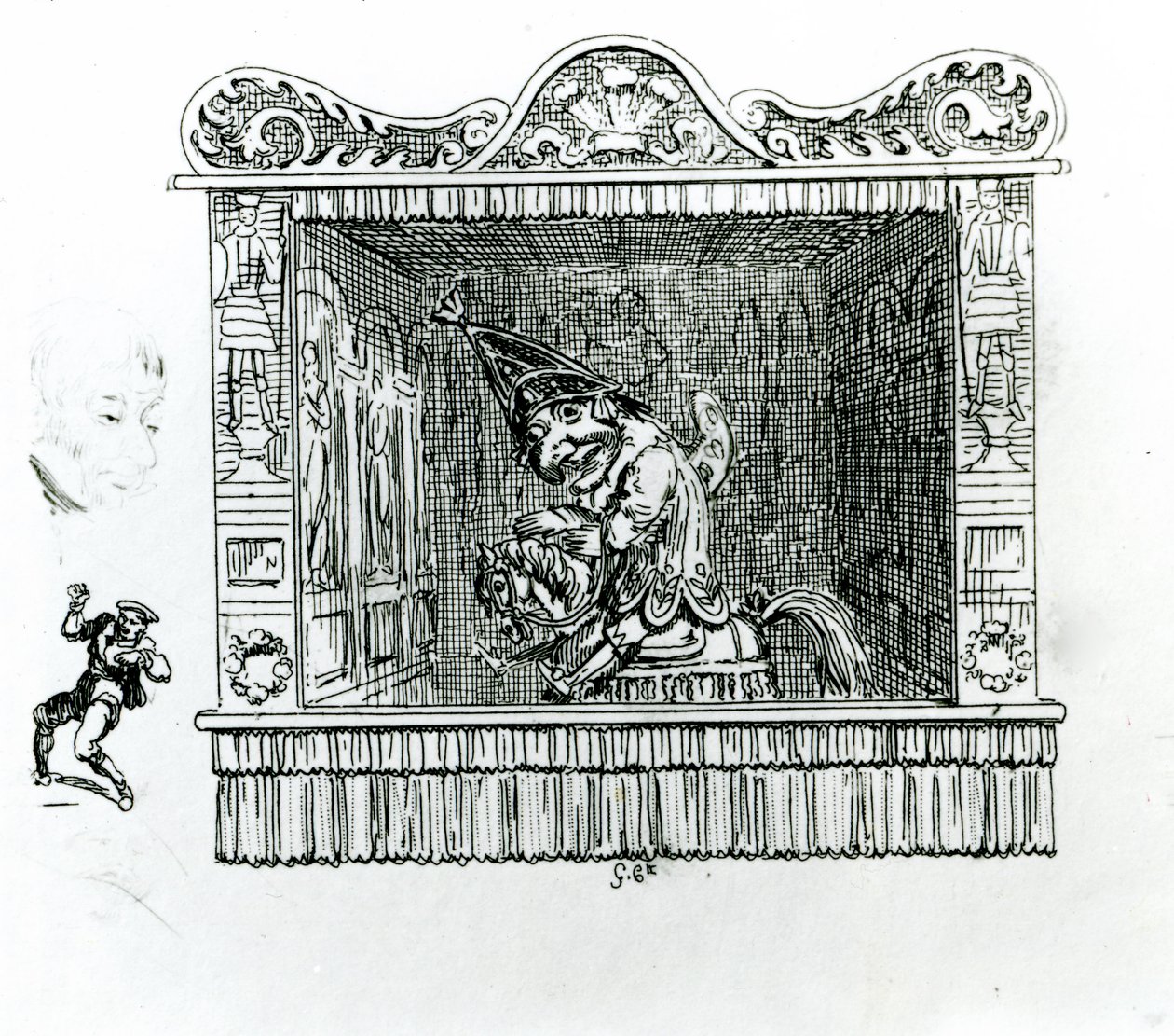 Mr. Punch a Ló Hectoron alkotó: George Cruikshank