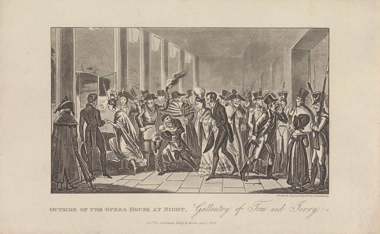 Éjszaka az Operaházon kívül alkotó: George Cruikshank