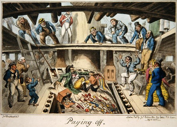 „Kifizetődő”, illusztráció a haditengerészet életéről készült lenyomatok sorozatából alkotó: George Cruikshank