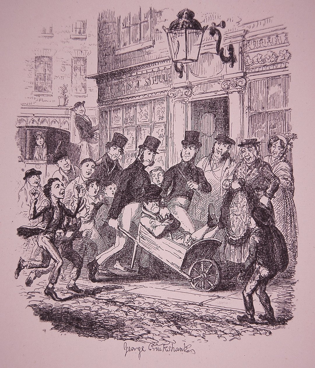 A rendőrök elfogták a zsebtolvajt, 19. század eleje (metszet) alkotó: George Cruikshank