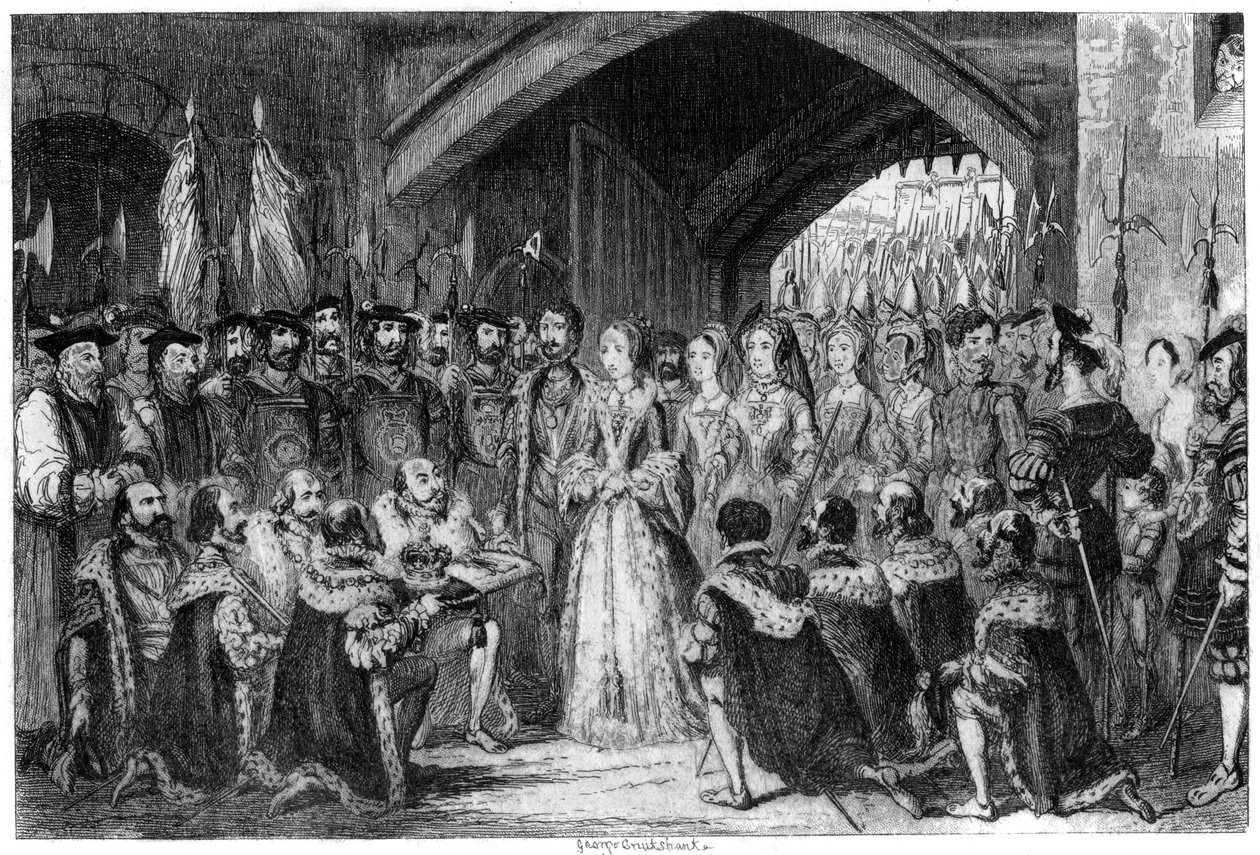 Queen Janes bejárata a toronyba, 1553 1840 alkotó: George Cruikshank