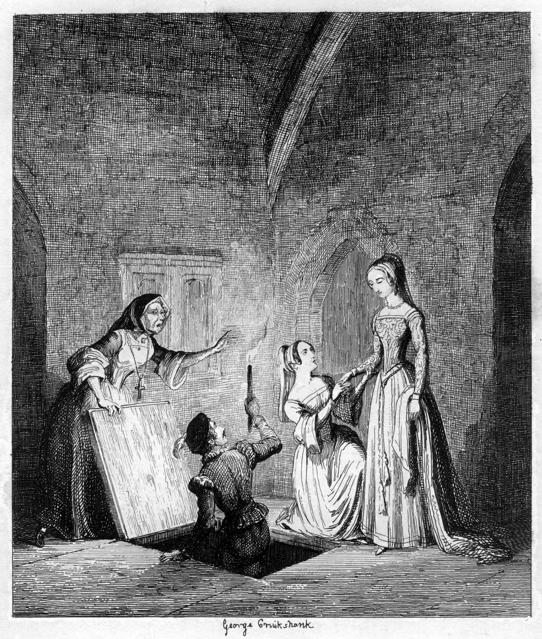 Queen Janes repülése a Towerből, 1553 1840 alkotó: George Cruikshank