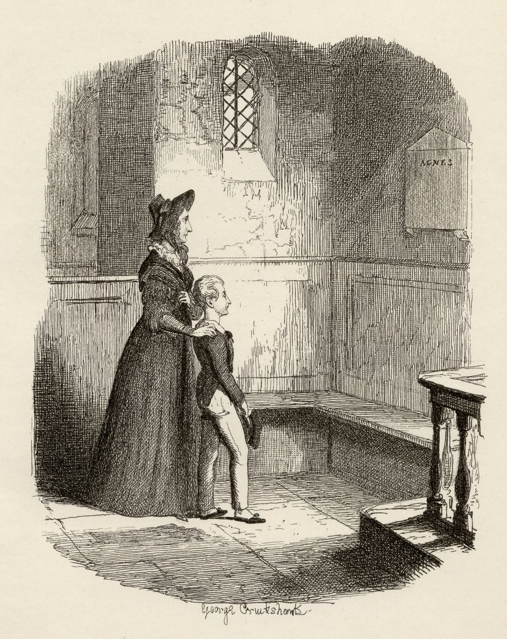 Rose Maylie és Oliver, Charles Dickens (1812-70) „The Adventures of Twist” című művéből, 1838, Chapman und Hall, 1901 alkotó: George Cruikshank
