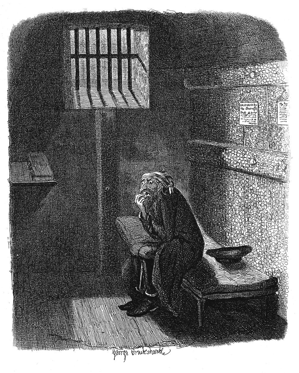 Jelenet az Oliver Twistből, Charles Dickenstől, 1837 alkotó: George Cruikshank