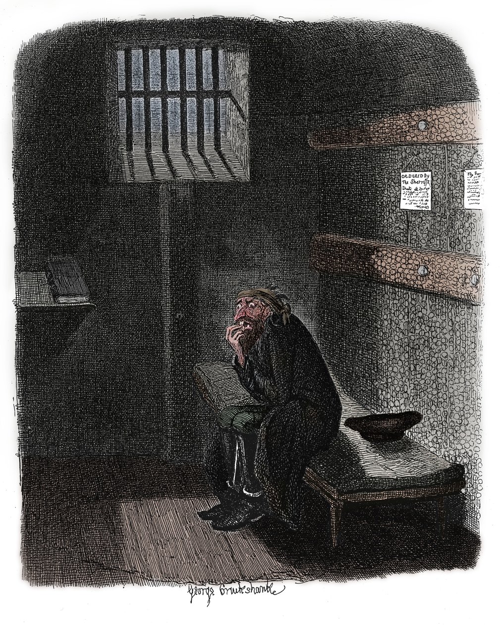 Jelenet az Oliver Twistből, Charles Dickenstől, 1837 alkotó: George Cruikshank