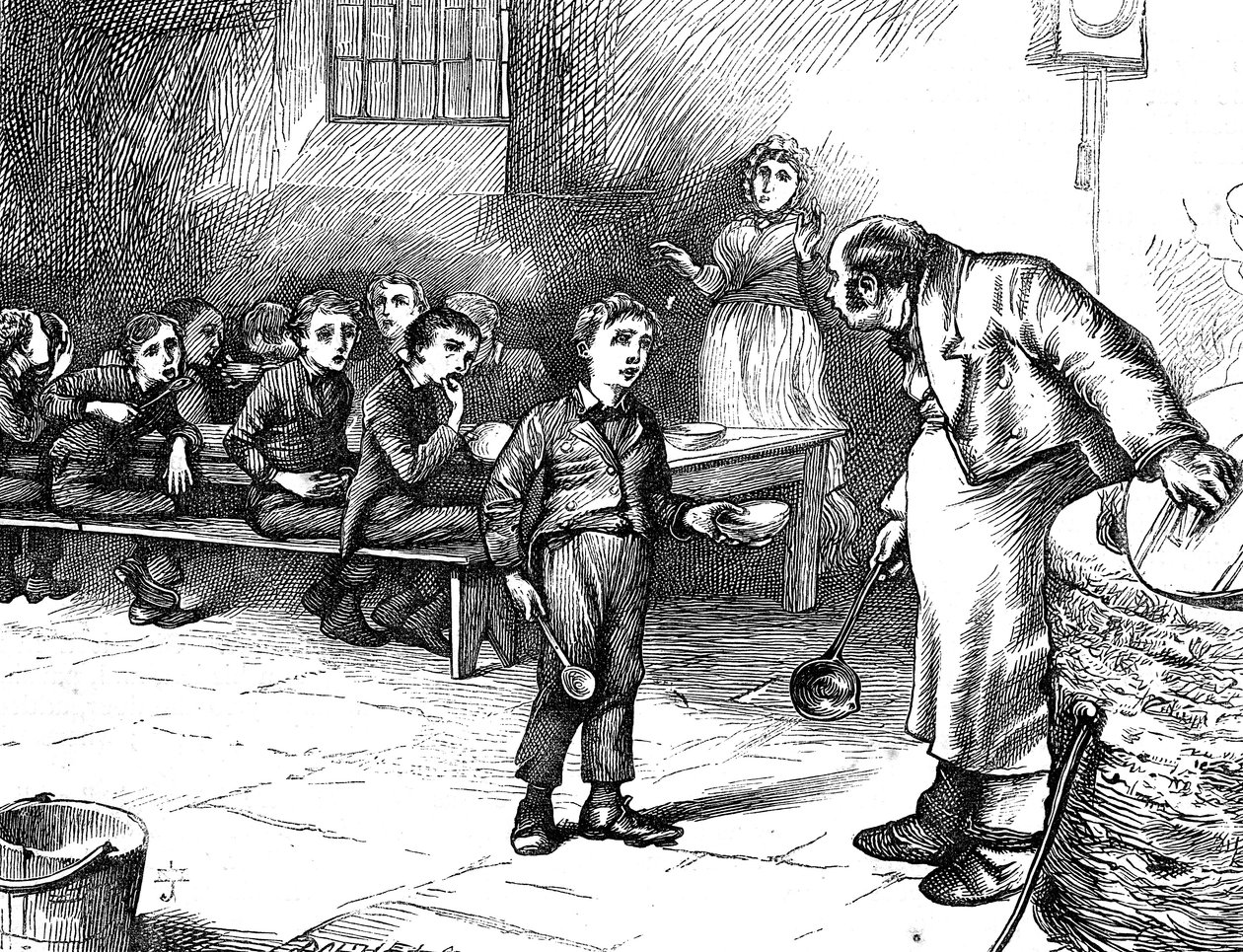 Jelenet az Oliver Twistből, Charles Dickenstől, 1871 alkotó: George Cruikshank
