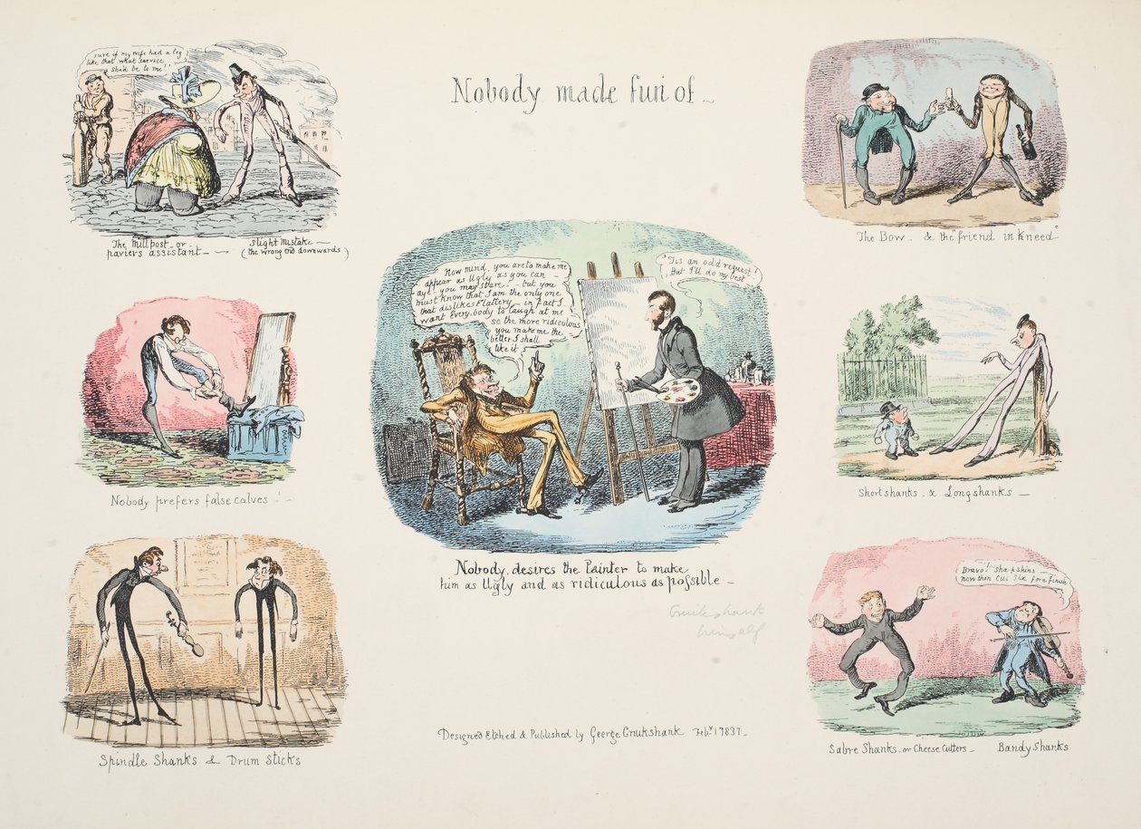 Töredékek és Vázlatok; Senki sem gúnyolódott, kocsma. 1831 (kézzel színezett metszet) alkotó: George Cruikshank